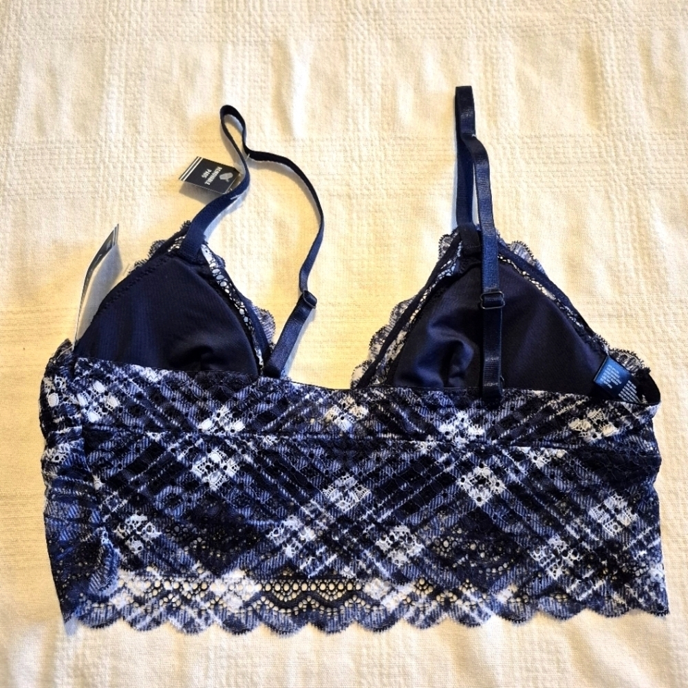Nautica women's size Large blue plaid bralette light padded NWT - Picture 3 of 6